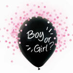  Babaváró latex léggömb, Boy or Girl felirattal, pink konfettivel, 4db/cs 120226