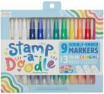Ooly Carioci duble cu stampile Stamp-A-Doodle - set de 9 culori si 3 care schimba culoarea (130-100)