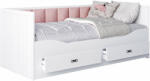 GL HERMES ágyneműtartós ágy matracokkal 80x200 - rózsaszín