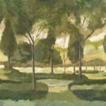  Festői erdei panoráma kis tóval "M" fehér bézs sárga sárgászöld barna sötétszürke és erdőzöld tónus falpanel (89587511)