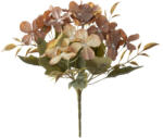  5 ágú hortenzia selyemvirág csokor, 24cm magas - Krémes barna (AF052-02)