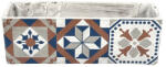 Esschert Design Mediterrán stílusú kerámia virágláda, portugál mozaik mintával, kültéri és beltéri dekorációs kiegészítő (AC181)