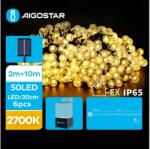 Aigostar B. V. Aigostar - LED Napelemes dekoratív lánc 50xLED/8 funkció 12m IP65 meleg fehér B10201JE5 (AI0429)