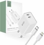 Tech-Protect Incarcator Priza Pentru Mobil și Tablet Tech-protect C35w 2-port Network Charger Pd35w + Lightning Cable White