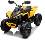 Beneo Quad electric Can-am Renegade, galben, cu un singur loc, suspensii față și spate, lumini LED, baterie de 12 V, 2 motoare de 35 W, roți moi EVA, player MP3 cu intrare USB/AUX, licențiat