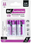 BC Batteries micro usb-vel tölthető AA ceruza akku 1000 mAh RH6 1, 2V B4