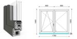  180x150 cm, nyíló/bukó-nyíló, váltószárnyas, balos, antracit/fehér, háromrétegű üvegezésű EkoSun 70 CL műanyag ablak