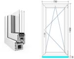  75x150 cm, bukó-nyíló, jobbos, fehér, háromrétegű üvegezésű EkoSun 70 CL műanyag ablak