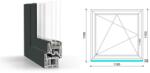  120x120 cm, bukó-nyíló, balos, antracit/fehér, háromrétegű üvegezésű GreenEvolution 76 B műanyag ablak