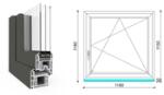  120x120 cm, bukó-nyíló, jobbos, antracit/fehér, háromrétegű üvegezésű EkoSun 70 CL műanyag ablak