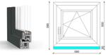  60x60 cm, bukó-nyíló, jobbos, antracit/fehér, háromrétegű üvegezésű GreenEvolution 76 B műanyag ablak