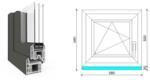  60x60 cm, bukó-nyíló, balos, antracit/fehér, háromrétegű üvegezésű EkoSun 70 CL műanyag ablak