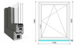  120x150 cm, bukó-nyíló, jobbos, antracit/fehér, háromrétegű üvegezésű EkoSun 70 CL műanyag ablak