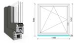  150x150 cm, bukó-nyíló, balos, antracit/fehér, háromrétegű üvegezésű EkoSun 70 CL műanyag ablak