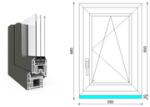  60x90 cm, bukó-nyíló, jobbos, antracit/fehér, háromrétegű üvegezésű EkoSun 70 CL műanyag ablak