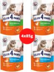 CLUB 4 PAWS Premium Hrana umeda pisici - cu pui in sos si somon in jeleu, set 4x85g