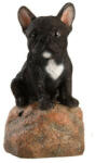 Esschert Design Kövön ülő ugató francia bulldog kiskutya polyresin szobor, fekete, kültéri és beltéri dekorációs kiegészítő (37000574-FF)