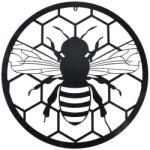 Esschert Design Lézervágott fém fali dekoráció, méhecske mintás, 60 cm átmérőjű (TT235)