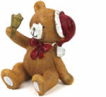  Kerámia barna ülő piros sapkás maci csengővel