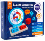 toy - Jucarie Educativa si Interactiva Montessori, Ceas din Lemn cu Alarma, Diferite Forme Geometrice si Cartonase Multicolore (J84556)