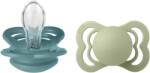 BIBS - Set 2 suzete Supreme Silicon, tetina simetrica, 0 luni +-Island Sea/Sage