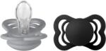 BIBS - Set 2 suzete Supreme Silicon, tetina simetrica, 0 luni +-Cloud/Black