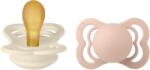 BIBS - Set 2 suzete Supreme Latex, tetina simetrica, 0 luni +-Ivory/Blush