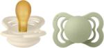 BIBS - Set 2 suzete Supreme Latex, tetina simetrica, 0 luni +-Ivory/Sage