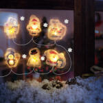 Familly Christmas Sir de lumina cu LED de Craciun - autocolant gel pentru geam - 6 LED-uri - 2 x AA (MCT-GBZ-58568A)