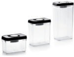 ibili Set 3 recipiente depozitare alimente Ibili-Lunch Away, otel inoxidabil plastic, negru argintiu (IB-788710SET)