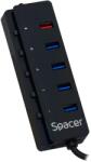 Spacer HUB extern SPACER Port USB Quick Charge x 1 Alimentare retea 220Vnegru SPH-4USB30-1QC (SPH-4USB30-1QC)