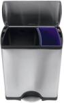 simplehuman Pedálos szemetes szelektív hulladékgyűjtéshez, rozsdamentes acél, szögletes, 46 l