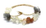  Colier Piatra Lunii Piersica Rotunda Fatetata 4x4 mm - Accesorii de Argint 925 - 1 Buc