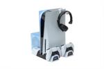 FroggieX FX-P5-C3-W Cooling Charging Stand & Storage PS5 konzol hűtő + dual töltőállomás + lemez tartó (FX-P5-C3-W)