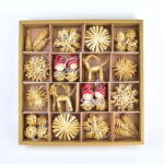 4home Set decorațiuni de Crăciun, din paie, cu figurine, 56 buc