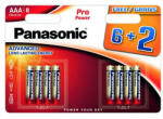 Panasonic AAA/mikro szuper tartós alkáli elem 1, 5 V (8 db) (LR03PPG-8BW-6-2F)