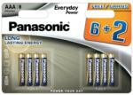 Panasonic AAA/mikro tartós alkáli elem 1, 5 V (8 db) (LR03EPS-8BW-6-2F)