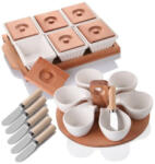 Hermia Set mic dejun Hermia 196RWE2101, 26 buc, ceramica, lemn, maro/alb (196RWE2101) Serviciu de masa