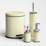 SMR Professional Hygiene Set complet de 4 piese din inox colorat pentru baie - Crem Cos de gunoi