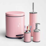 SMR Professional Hygiene Set complet de 4 piese din inox colorat pentru baie - Roz Cos de gunoi