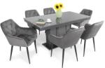  Magasfényű Flóra asztal Noel székkel - 6 személyes étkezőgarnitúra