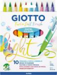 CARIOCA , varf flexibil (tip pensula), 10 culori/cutie, GIOTTO Turbo Soft Brush - culori pastel (GT-000426900)