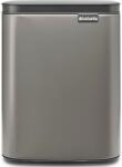 Brabantia Bo Waste Bin hulladékgyűjtő felnyitható, Soft-Close fedéllel, fali/álló, műanyag tartály, 7L - B méret, acél, platinaszürke - 222924 (222924)