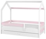 Babyboo Varázslatos rózsaszín házikó gyermekágy 160*80 cm, matraccal, ágyneműtartóval
