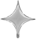 PartyDeco S. r. o Ezüst csillag fólia lufi, 4 pontos, 45 cm