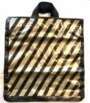  Szalagfüles táska, 40 x 42 cm, arany-fekete csíkos, nyomdázott, 100 db/gyűjtő