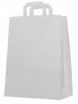  Papírtáska, 32 + 16 x 45 cm, szalagfüles, fehér 50 db/csomag