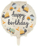 Partydeco Szülinapi lufi 18" 45cm Happy Birthday, járművek, autók (LUFI526423)