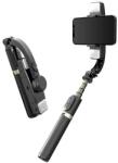 Techsuit - Selfie Stick (Q08D) - Stabilizátor állvány, Twins Light, Bluetooth távirányító, 75 cm - Fekete (KF2313356)