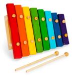ECOTOYS 8 hangú, fa dulcimer ütőkkel gyerekeknek, 22×4, 5×18 cm, színes